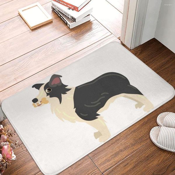 Alfombras Divertido Border Collie Poliéster Felpudo Alfombra Alfombra Mat Footpad Antideslizante Arena ScrapingEntrada Cocina Dormitorio Balcón Dibujos animados