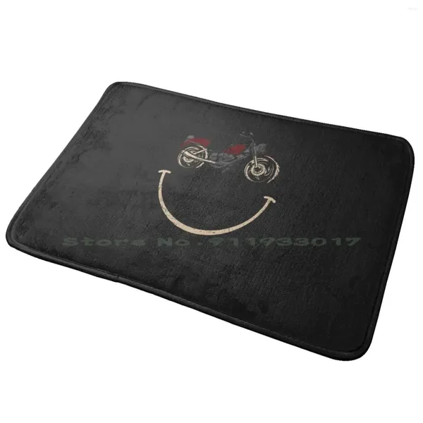 Alfombras divertidas motocicleta sonrisa regalo motorista hombres grunge cara abuelo puerta de entrada alfombra de baño Edm Dj Disc Jockey Ultra Ocean Kygo