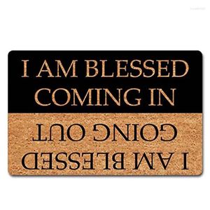 Alfombras Alfombras de bienvenida divertidas Alfombras de regalo novedosas Soy bendecido Comiendo y saliendo Felpudo Decoración para el hogar Monograma Novela