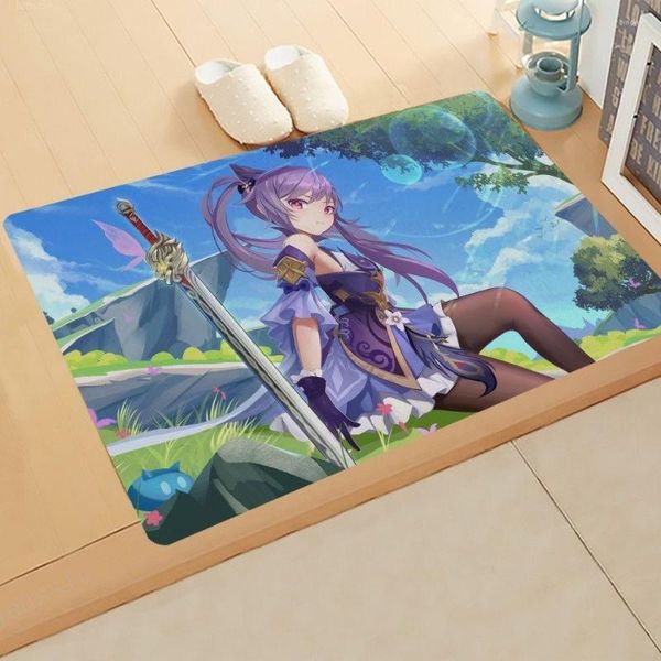 Tapis Genshin impression tapis de porte d'entrée petit sol dessin animé Anime imprimé tapis salle de bain tapis antidérapant décor 40x60CM