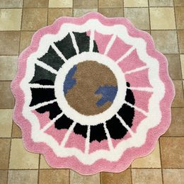 Tapis géographiques rond rond tufted tapis doux épais peluche éducatif non glip