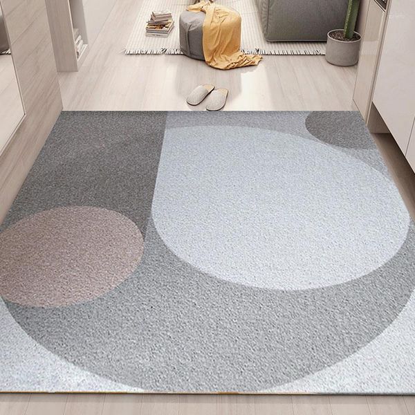 Tapis géométrique maison moderne entrée paillasson tapis PVC soie boucle antidérapant peut être coupé tapis salon salle de bain cuisine couloir personnalisé