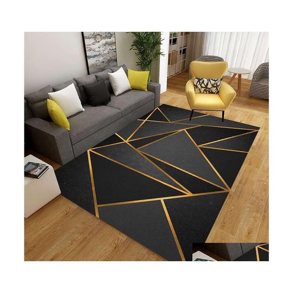 Tapis Tapis imprimé géométrique dans le salon antidérapant lavable grands tapis chambre chevet canapé tapis de sol décor zone douce carpe Dhgux