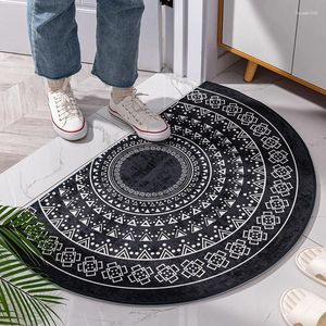 Tapis géométrique demi-cercle nordique, antidérapant, doux, pour entrée de bain, sol blanc, zone d'accueil, salon, chambre à coucher