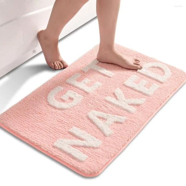 Alfombras Get Naked Alfombra de baño Divertidas alfombras de baño antideslizantes de color rosa y blanco Lavable a máquina Súper absorbente Alfombra para piso Bañera Ducha Dormitorio