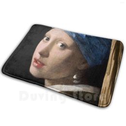 Alfombras niña con arete de perlas - Johannes Vermeer Mat Alfombra alfombra Anti -Slip Floor Mats dormitorio holandés famoso