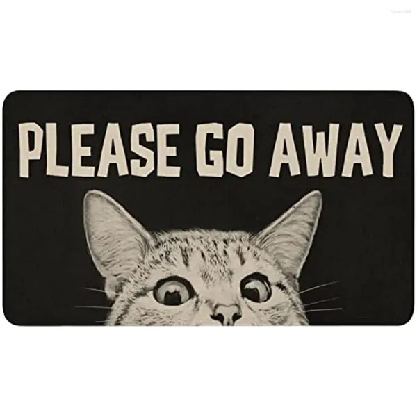 Alfombras Go Away Door Mat Cat Funny Black Paws Felpudo Al aire libre Linda mascota de perfil bajo Durable Alfombras de bienvenida Entrada Decoración del porche delantero