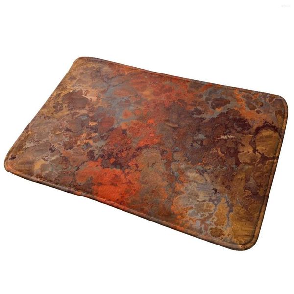 Carpets Gold et Rust Entrance Porte Porte de salle de bain Copper Copper Abstract Metal Verser Paint Anti-Slip Bedroom Kitchen Foot