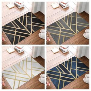 Carpets Gold Black and White Geometric Printing Carpet Entrance Entrance Bath Floor Floor Absorbants Mat Anti-Slip Kitchen Tapis pour la maison