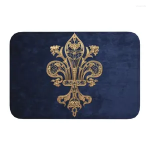 Tapis Or Filigrane Fleur De Lis Porte De Sol Cuisine Tapis De Bain Intérieur Fleur De Lys Fleur De Lys Paillasson Toilette Tapis D'entrée Tapis