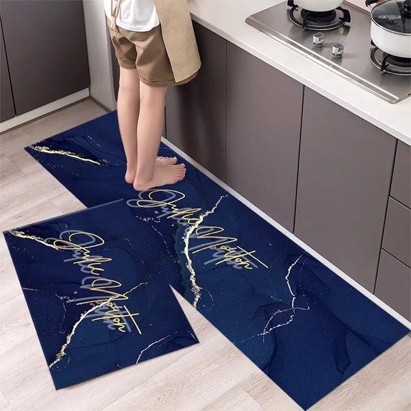 Alfombras Gold Line Cocina Alfombra larga Antideslizante Baño Piso Mat Puerta Dormitorio Decoración Lavable