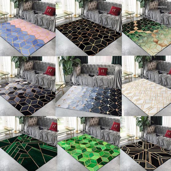 Tapis en métal doré tapis géométriques salon grande taille moderne chambre canapé Table décor Tapetes tapis de sol antidérapants