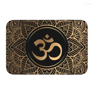 Tapis doré Om Mandala paillasson porte de sol cuisine tapis de bain anti-dérapant extérieur bouddhisme Aum Yoga méditation tapis garage tapis d'entrée