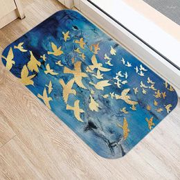 Carpets Golden Printed Kitchen Bath Entrance Porte Porte de porte Coral Velvet Soft Velvet Paillance Paillance de plancher intérieur tapis sans glissement DÉCOR DE HOME