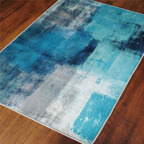 Tapis Gris Bleu Couleur Nordique Art Abstrait Tapis Salon Couloir Tapis Moderne Peinture À L'huile Modèle Tapis Pour Chambre Paillasson W0413