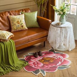 Tapis résistant à la graisse et à l'eau tapis en forme de fleur facile d'entretien PU matériau Faux cuir décoratif fleur zone tapistapis