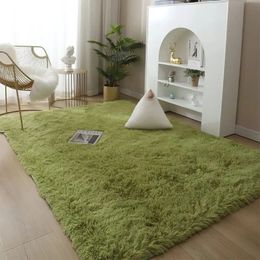 Tapis vert tapis cravate teinture peluche douce pour salon chambre tapis de sol antidérapant tapis d'absorption d'eau 231207