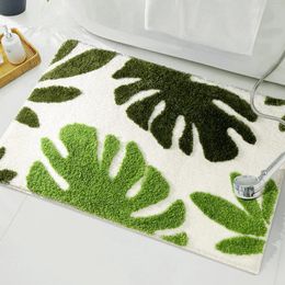 Carpets Green Leaf rectangulaire tapis tufted coton Enfants Chadroom Pad Kawaii maison décor salon de salle de bain