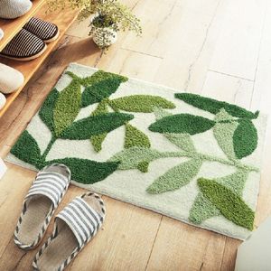 Carpets Feuilles vertes épaississement des tapis de porte piégés non glip