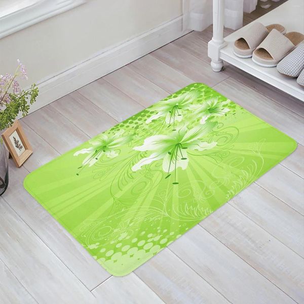 Carpets Green Plant Flowers Home Decoration Décoration Flanelle Soel Living Room Carpet Kitchen Balconis Tapis de chambre à coucher