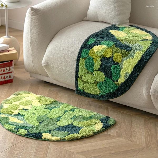 Alfombras, alfombrilla de baño de musgo con mechones de plantas verdes, alfombrilla suave para puerta de baño, alfombrilla esponjosa para dormitorio, alfombrilla para pies, alfombrilla de seguridad para el suelo, decoración de la habitación del hogar