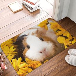 Tappeti Guinea Pig Flowers camera da letto da letto per portellini moderni in polieeste ingresso corridoio animale simpatico pavimento a prova di polvere vasca da bagno matcarpets