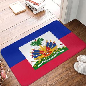 Carpets Haitien drapeau imprimé entrée bienvenue pailtre Bienvenue à la maison décoratif intérieur non glissant tapis de flanelle pour salle de bain pour salle de bain chambre à coucher