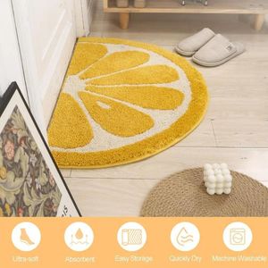 Tapis demi-cercle de bain microfibre tapis jaune jaune mignons petits tapis absorbants anti-skid douche douce pour la salle de bain baignoire salon