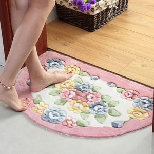 Carpets Mattes de porte en forme à moitié rondes tapis à motif floral pour chambre / bain / cuisine non-silp à côté de Soft 40cm 60cm