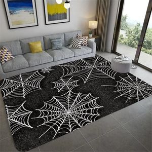 Tapijten Halloween Horror Spinnenweb Decoratief Tapijt Tienerkamer Harig Groot Tapijt Keuken Badkamer Antislip Deurmat Vloermat 231006