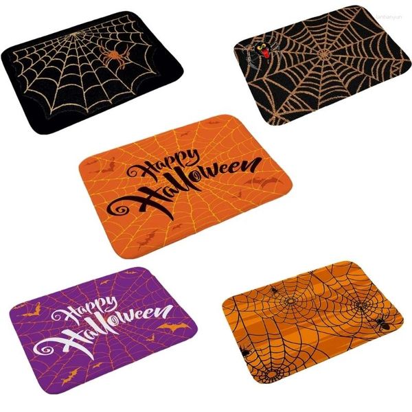 Carpets Halloween Spiderweb Porte de porte d'horreur Web Usure de tapis de flanelle doux résistant Planchers parfait pour la fête