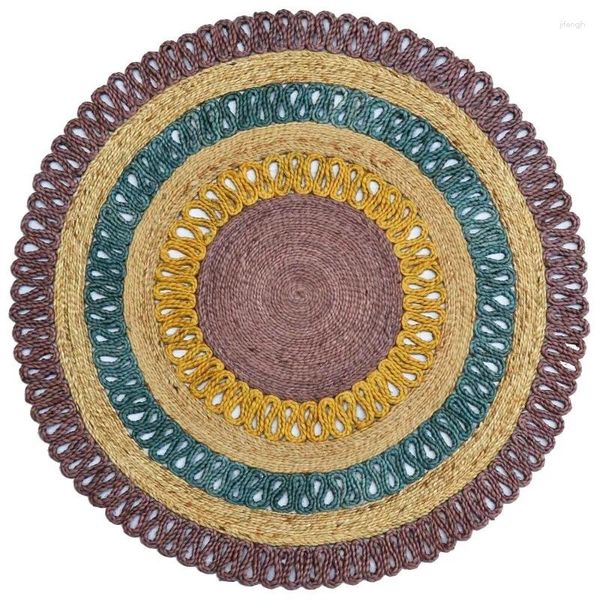 Alfombras tejidas a mano alfombra colorida ye de yute retorcida alfombra redonda 120x120cm