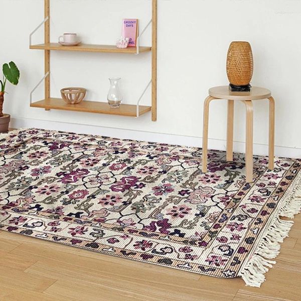 Carpets Tapis tissé à la main avec filet de style country américain fleurs de style imprimé chambre à coucher décor de cuisine