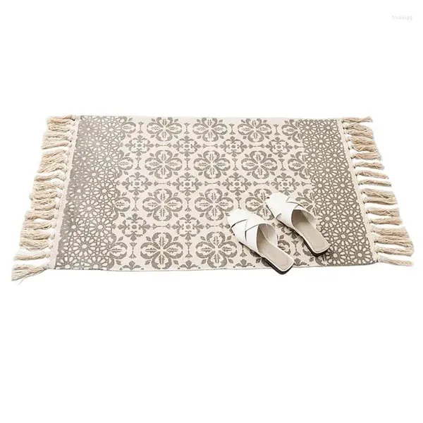 Tapis de tapis de tapis tissé à main à la main pour chambre de canapé de style bohème coton réversible réversible décoratif rond