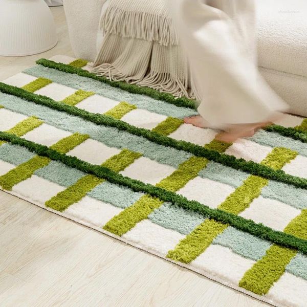 Tapis à la main 3D touffetage décoratif tapis herbe vert couleur style nordique maison collection tapis épais tapis de sol