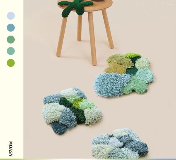 Carpets Handmade Wool Carpet Little Forest 3d Arec décoratif Tapis coussin Green Table Top Top Door Mat Art Decoration