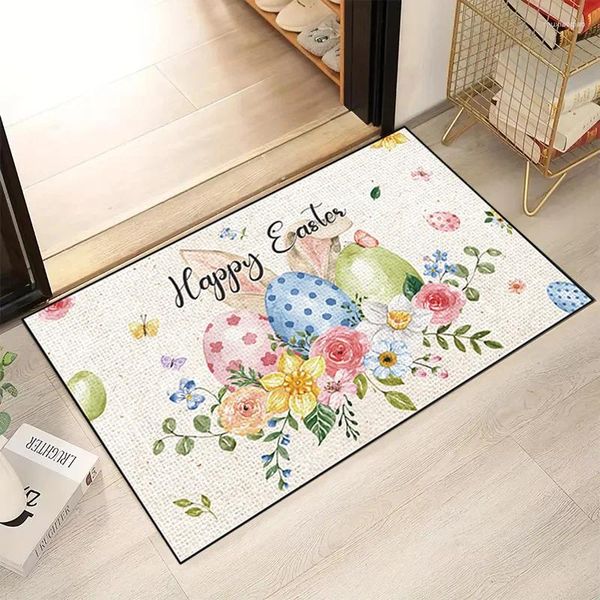 Carpets Happy Pâques à thème de porte à thème du tapis de fleur à fleur à imprimer du tapis tapis de tapis pour chambre à coucher po