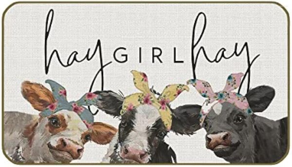 Carpets Hay Girl Farmhouse Cow avec bandanas Decorative Dowrormat Rustic Welcome Floor Mats Decor for Home Kitchenliving