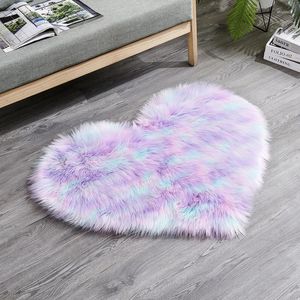 Tapijten hartvorm schapenvacht tapijten voor woonkamer decor zacht pluche slaapkamer bedmaal huisdier mat donzige tapijt kind decoratie