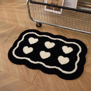 Alfombras Alfombra de baño blanco en forma de corazón en forma de corazón alfombra suave y espesa espesa súper absorbente estera de piso sin deslizamiento decoración del hogar