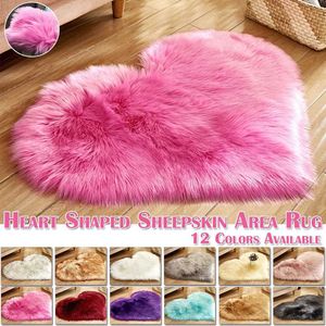 Tapis en forme de coeur tapis de fourrure chambre moelleux Shaggy tapis en peau de mouton tapis flou tapis jeter Shag tapis canapé décor tapis de sol en peluche