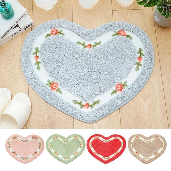 Tapis en forme de coeur tapis doux Absorption d'eau tapis de sol pour cuisine évier douche anti-dérapant salle de bain porte tapis chambre tapis