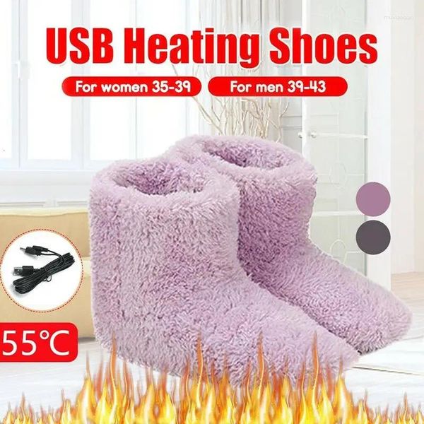 Tapis chauffant chaussures pieds gris bottes chaussons lavable pied chauffant Pink35-39 39-43 neige chaud peluche électrique hiver