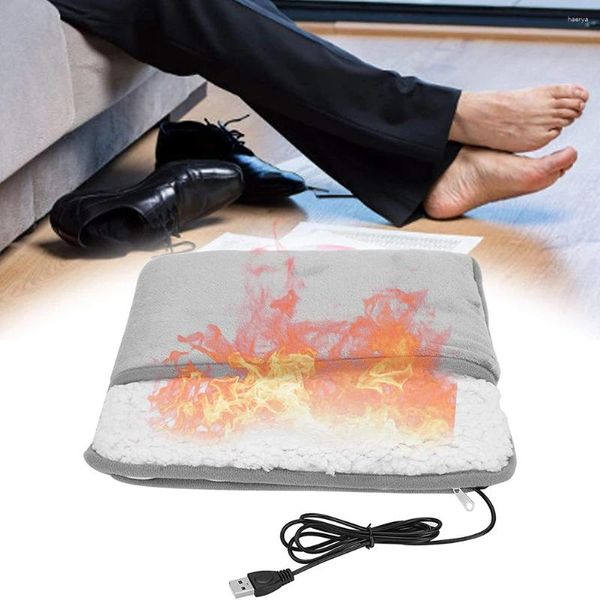 Tapis chauffants, pantoufles électriques rechargeables par USB, coussin de pied confortable, température constante pour l'hiver, fournitures de bureau et de maison