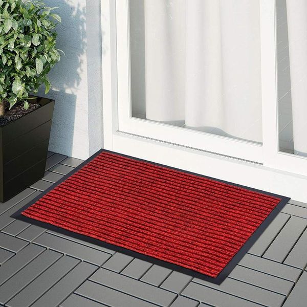 Tapis robuste grand paillasson intérieur extérieur rouge tapis d'entrée imperméable tapis de porte d'entrée patio accessoires de sol en caoutchouc antidérapants