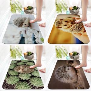 Tapijten Hedgehog Gedrukte flanellen vloermat badkamer decor tapijt non-slip voor woonkamer keuken welkom deurmatcarpets