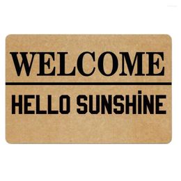 Tapis bonjour soleil bienvenue pailtre de porche extérieur patio étage avant Noël Halloween Holiday Home Decor Door Door Mat