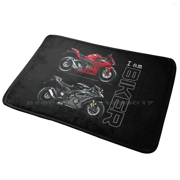 Carpets Hey I Am Biker Entrance Door Mat Bath Bath Tapis logo bbs voiture Racing Turbo Engine GT Rally Low Aston Anti-Slip Bedroom Kitchen