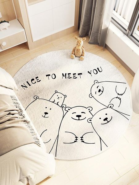 Tapis haut de gamme mode dessin animé tapis rond chambre chambre est beau lit complet rembourré avec duvet d'agneau épais antidérapant facile à entretenir