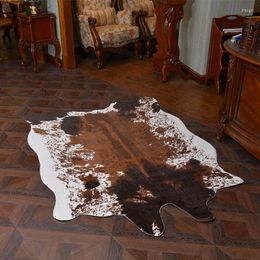 Tapis Tapis en cuir de vache marron de haute qualité grand pour salon Tapetes Para Sala De Estar tapis en fausse fourrure mode Alfombra